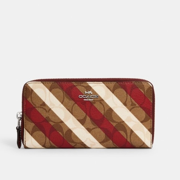 Coach NWT Accordion Zip Wallet Signature Canvas Diagonal Stripe - Picture 12 of 13